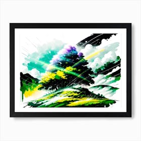 Tree On A Hill Art Print