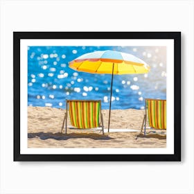 Beach Chairs On The Sand Art Print