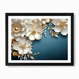 Gold And White Flowers 17 Art Print