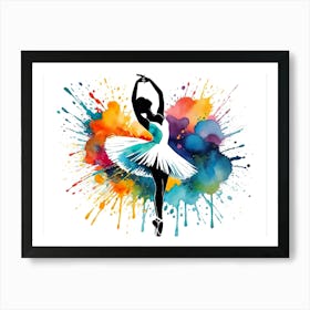 Ballerina ballet dance silhouette - Watercolor painting #3 Art Print