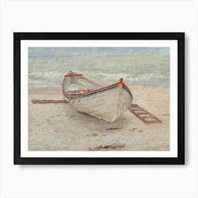 Vintage Fishing Boat Lake House Painting Art Print