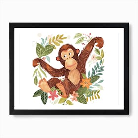 Little Floral Orangutan 3 Art Print