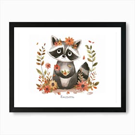 Little Floral Raccoon 2 Poster Art Print