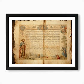 Antique Parchment Page Exhibiting The Essence Of A Bygone Era Textured Like Vintage Watercolor Edg (1) Art Print