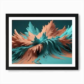 Abstract 3d Rendering Of A Swirling, Colorful, Feather Like Form, Reminiscent Of A Flower Or A Flame Art Print