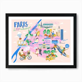 Paris 15th Arrondissement Illustrated Map Art Print