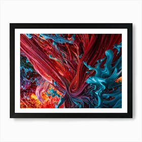 Surrealistic Exploration Of Chaos Of Beauty Dynamic Swirls Contrasting Turmoil With Ethereal Form Art Print