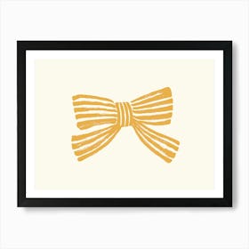 Blue Stripe Bow Ribbon - Yellow Gold Art Print