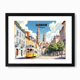 Lisbon Portugal Vintage Travel V 07 Art Print