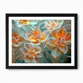 Photo Art the With Flowers Made of Glass 3d Abstraction Art Print