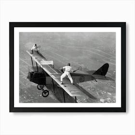 Tennis On An Airplane Vintage Black and White Photo Art Print