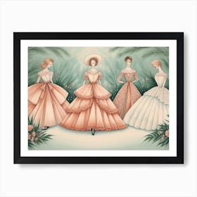 Four Ladies In Dresses 1 Art Print