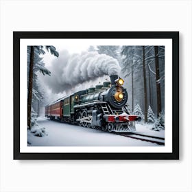 Christmas Train In The Woods Art Print