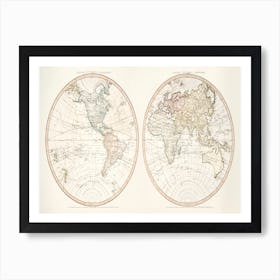 New World Or Western Hemisphere Old World Or Eastern Hemisphere (1786) Art Print