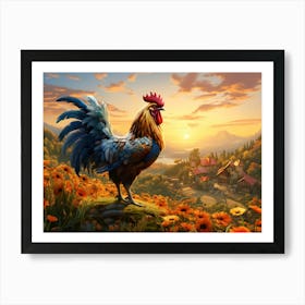 Rooster In The Field 3 Art Print