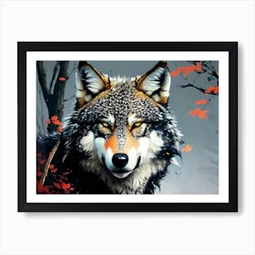 Wolf In The Woods 25 Art Print