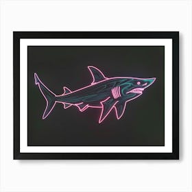 Neon Red Mako Shark 4 Art Print