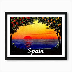 Sunset At Spain, Vintage Travel Poster Art Print