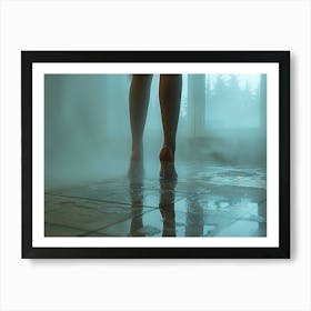 Woman Standing In A Bathroom Art Print