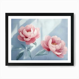 Designation Featuring 3d Watercolor Peonies in Rose Colors Póster