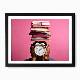 Man With Books On His Head Art Print