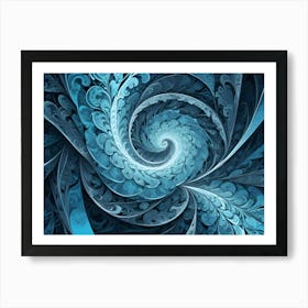 A Fractal Design Featuring A Swirling Blue Spiral With Intricate Patterns On The Outer Edges Art Print