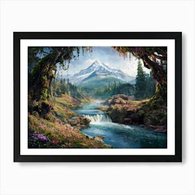 River Mountain with Alps View #3 Art Print