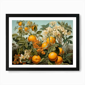 Tree Of Oranges. Kitchen print art in green and orange colors Art Print