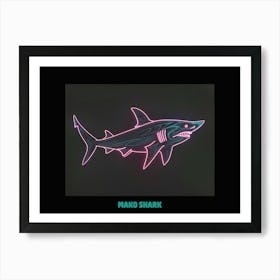 Neon Red Mako Shark 4 Poster Art Print