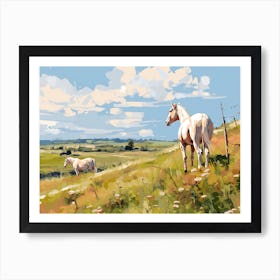 Horses Painting In Transylvania, Romania, Landscape 3 Art Print