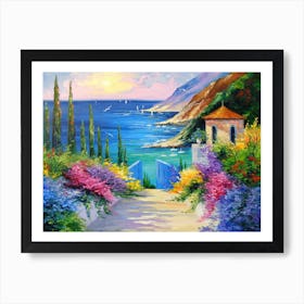 Blooming road to the sea Art Print