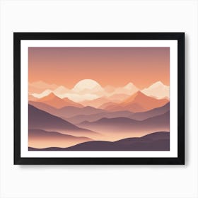 Misty mountains horizontal background in orange tone 167 Art Print