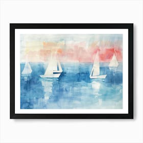 Sailboats At Sunset 26 Art Print