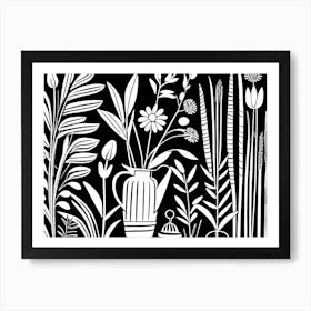 Lion cut inspired Black and white Garden plants & flowers art, Gardening art, Garden 189 Art Print