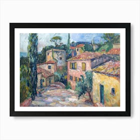 Serene Streetscape Painting Inspired By Paul Cezanne Art Print