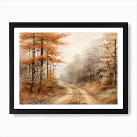 A Painting Of Country Road Through Woods In Autumn 60 Poster