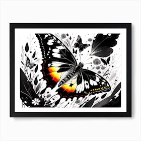 Black And White Butterfly Art Print