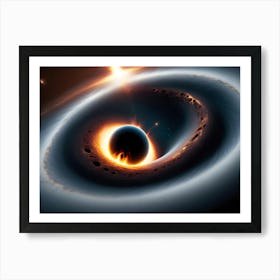 An amazing view of black hole devouring a planet Art Print
