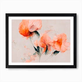 Wild Coral Flowers Art Print