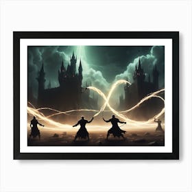 Battle of the elements of Light and Dark Art Print