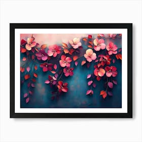 Elegant Colorful With Vibrant Leaves Hanging Branches 3 Art Print