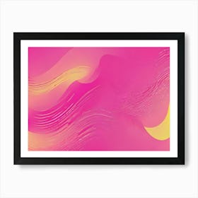 Abstract Digital Art With Flowing, Wavy Lines In Shades Of Pink And Yellow Art Print