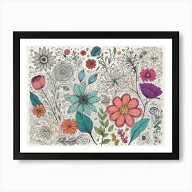 Doodle Flowers 8 Art Print