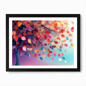 3D colorful tree with leaves on hanging branches 1 Art Print