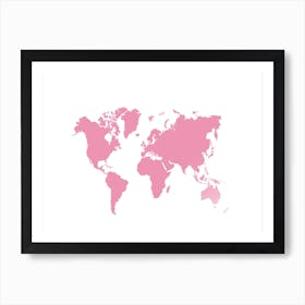Pink World Map Art Print
