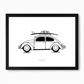 Surf Bug Fineline Illustration Poster