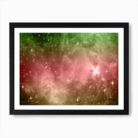 Yellow, Pink, Green Galaxy Space Background Art Print