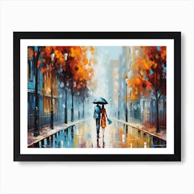 Couple Walking In The Rain 5 Art Print