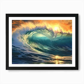 Ocean Wave At Sunset Art Print