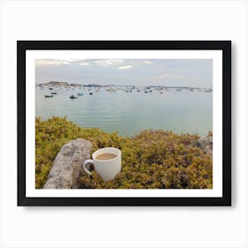 A Cup Of Coffee On A Rock Overlooking St Mary's harbour, isles of scilly Art Print